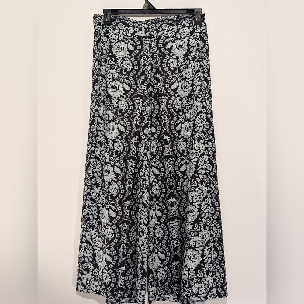 EXCELLENT USED CONDITION LU'S NAVY BLUE & TEAL CHIC WOMEN'S BOHO PANTS WIDE LEG - Picture 1 of 13